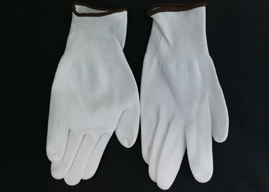 White Nylon Liner PU Coated Gloves Breathable Knitting Back Abrasion Resistant